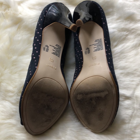 FIONA Navy with Pink Pooka-dot Peep toe Shoes - Picture 5 of 8